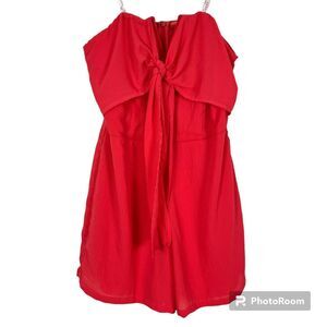 Guess Hot Pink Strapless Tie Front Romper- Size Small- NWTs
